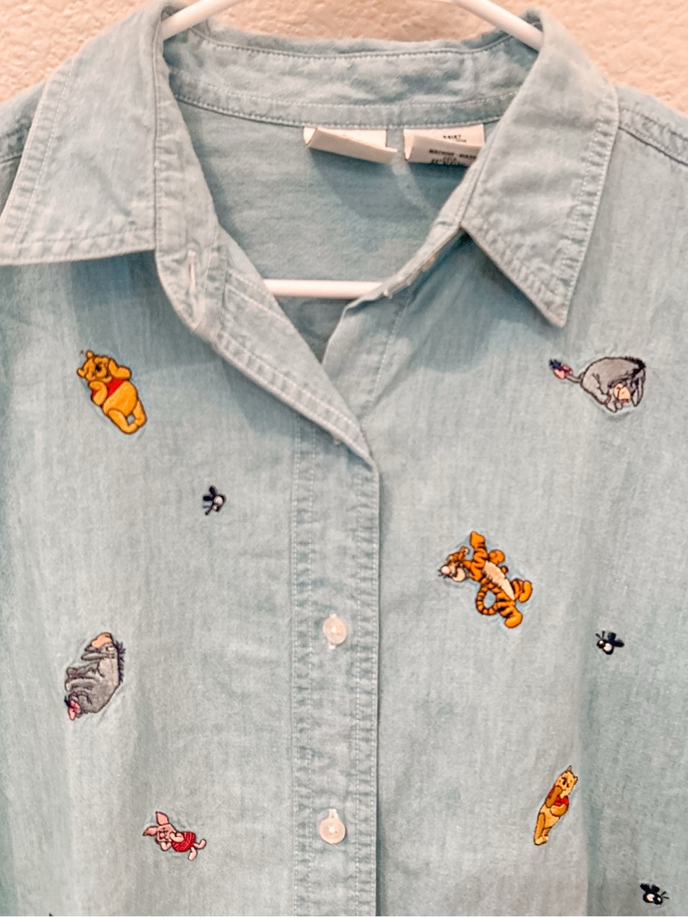 Vintage Disney Denim 100% Cotton Button Down Shirt XLarge Winnie The Pooh Womens - Picture 4 of 14